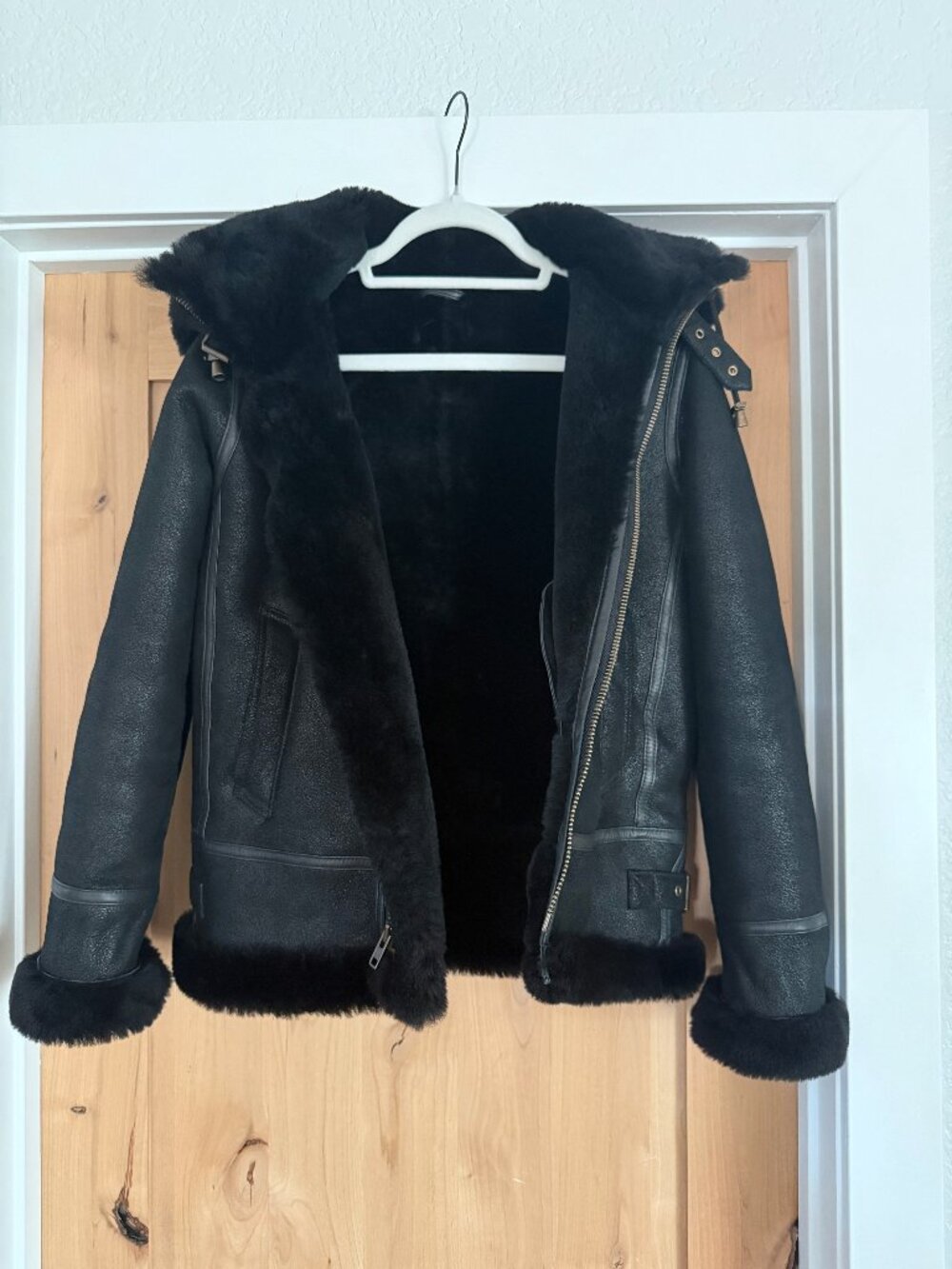 Quince 100% Shearling Cold Weather Bomber Jacket Size XS
